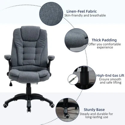 High-Backed Computer Desk Chair with Arms Swivel Wheels in Dark Grey