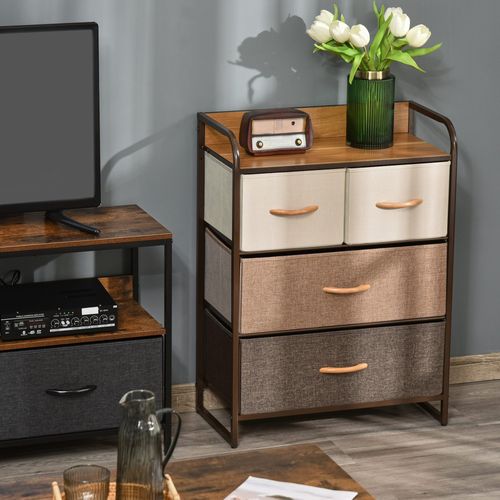 Closet Dresser Tower with 4 Easy Pull Fabric Drawer & Steel Frame