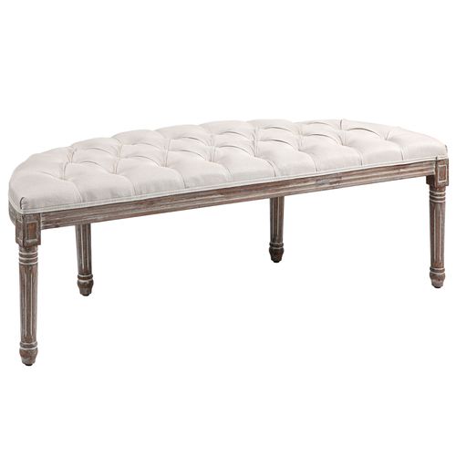 Half-Circle End Bench Ottoman Footstool Seat Cream