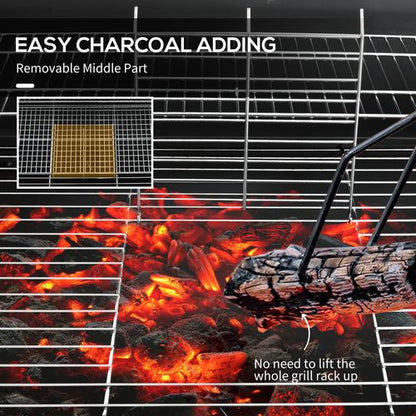 Barrel Charcoal Barbecue BBQ Grill Trolley with Ash Catcher Thermometer