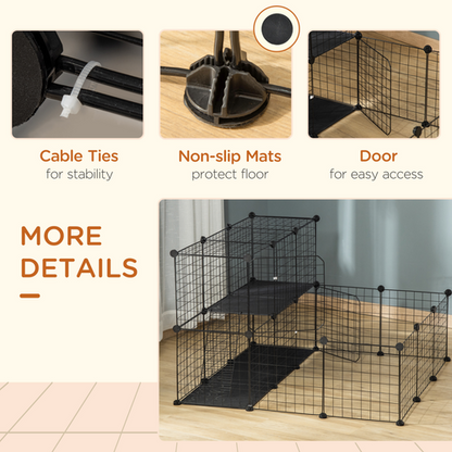 Pet Playpen DIY Small Animal Cage for Rabbit Ferret Chinchilla Guinea Pig - Black
