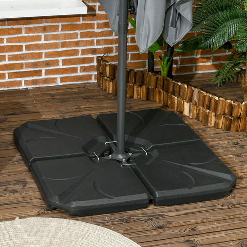 Banana Parasol Base Stand Water or Sand Filled Weights In Black - Set of 4