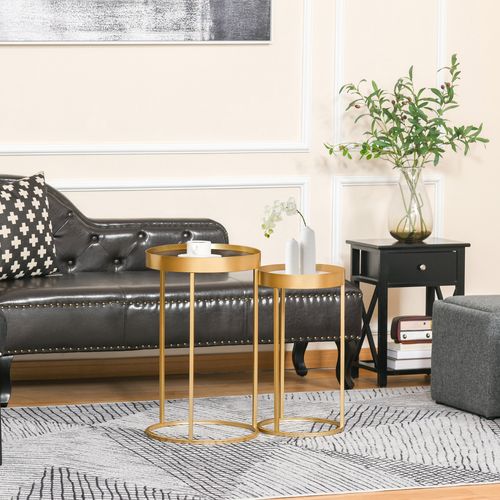 Nesting Coffee Tables Modern Gold End Tables - Set of 2