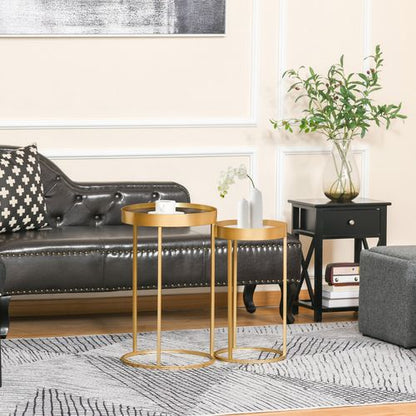 Nesting Coffee Tables Modern Gold End Tables - Set of 2