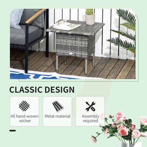 Rattan Outdoor Coffee Table in Mixed Grey