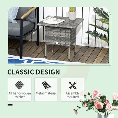 Rattan Outdoor Coffee Table in Mixed Grey