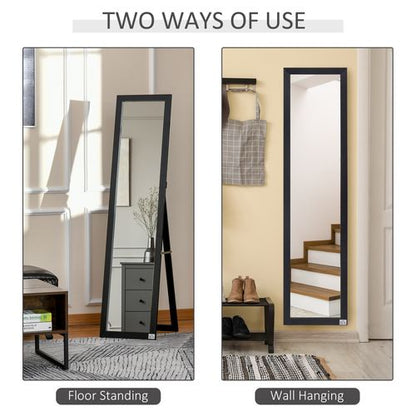 Full Length Mirror, Floor Standing or Wall-Mounted Long Mirror in Black