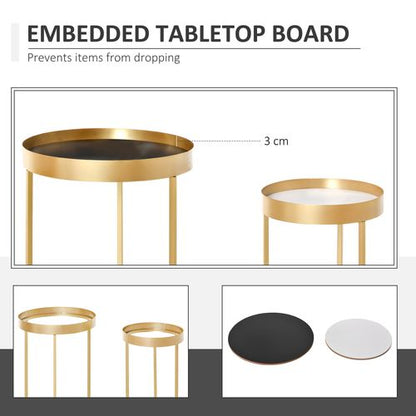 Nesting Coffee Tables Modern Gold End Tables - Set of 2