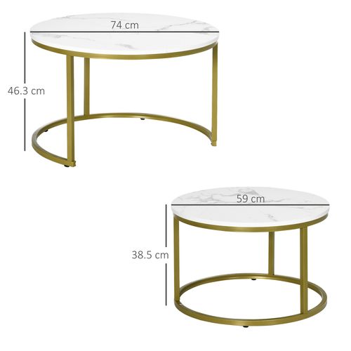 Marble Coffee Table Round Nest of Tables - Set of 2