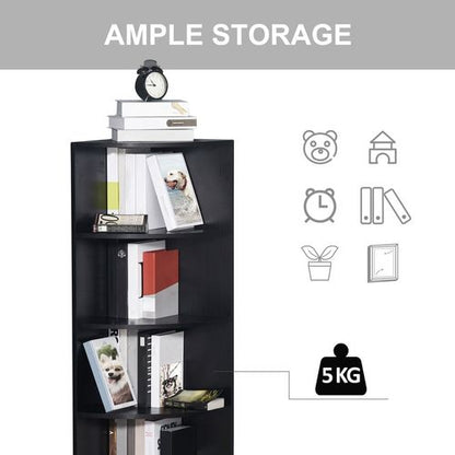 4 Tier Wood Corner Shelf Unit in Black