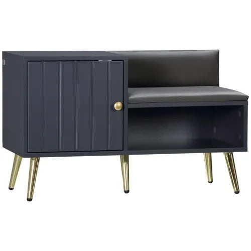 Shoe Bench with Storage Cabinet & Seating Cushion in Grey