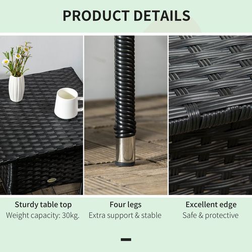 Rattan Outdoor Coffee Table in Black