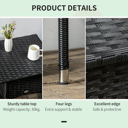 Rattan Outdoor Coffee Table in Black