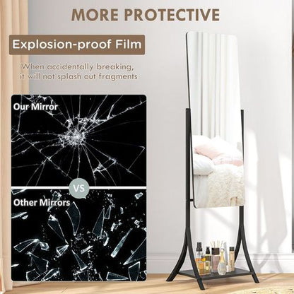Freestanding Full Length Mirror Adjustable Full Body Mirror with Shelf