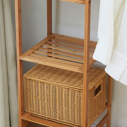 Bamboo Clothes Rail Garment Rack with 6 Tier Storage Shelf Hanging Rod
