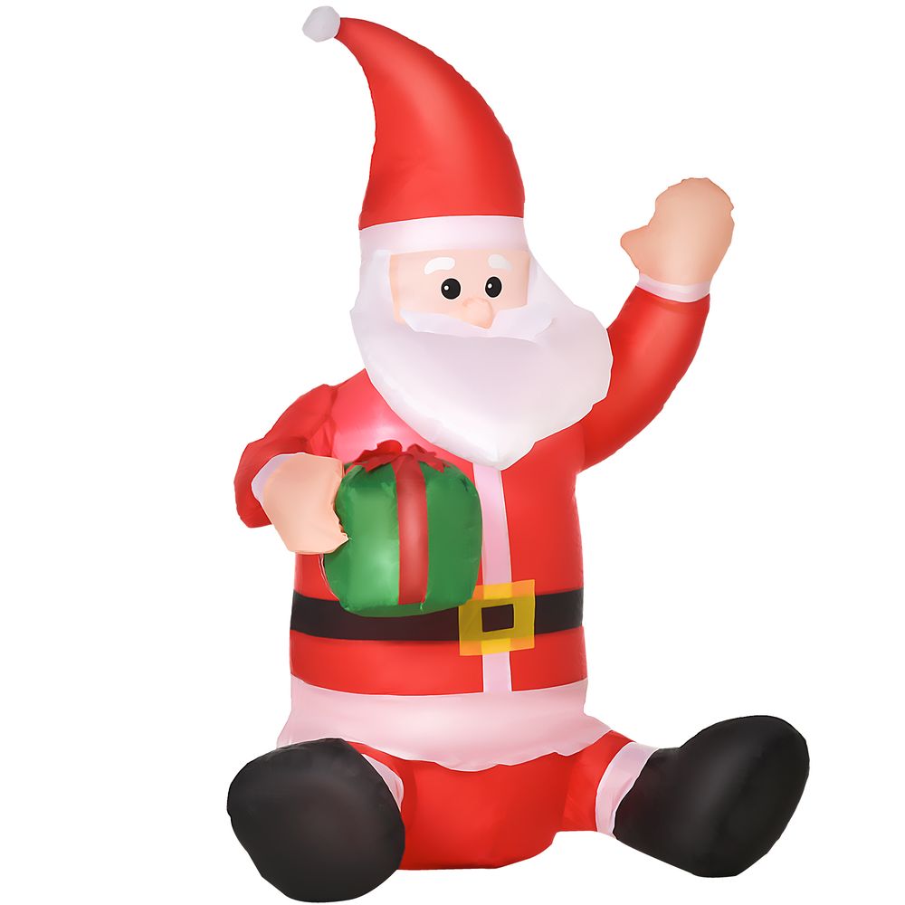4ft Inflatable Christmas Santa Claus Gift with LED Xmas  Holiday Outdoor Christmas Decoration