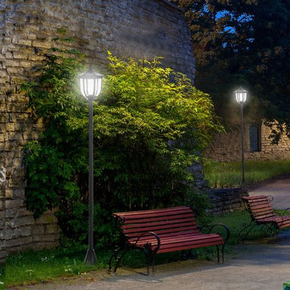 Tall Free-Standing ABS Garden Solar LED Lamp Post Black