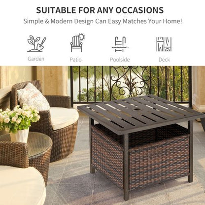 Outdoor Rattan Coffee Table with Umbrella Hole