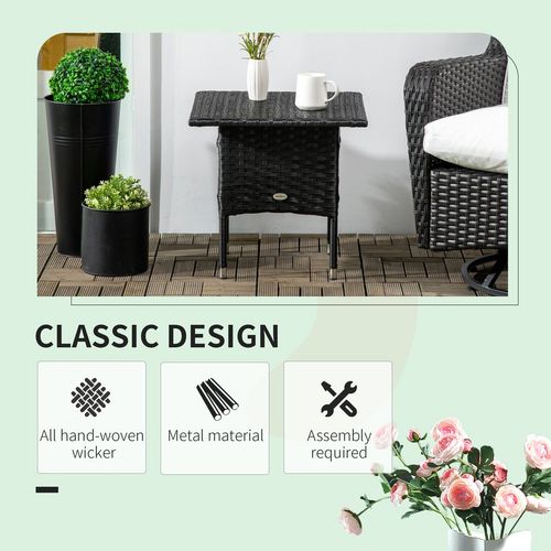 Rattan Outdoor Coffee Table in Black