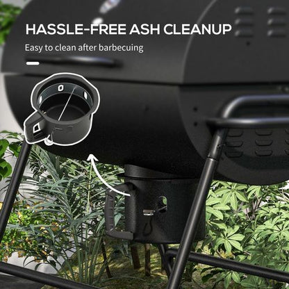 Barrel Charcoal Barbecue BBQ Grill Trolley with Ash Catcher Thermometer