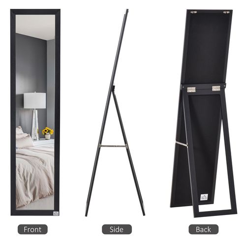 Full Length Mirror, Floor Standing or Wall-Mounted Long Mirror in Black