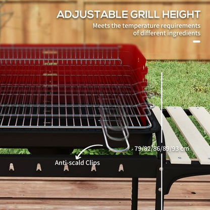 Charcoal Barbecue BBQ Grill Trolley With 5-level Grill Height Ash Catcher
