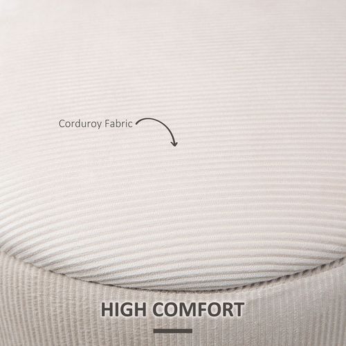Cream / White Fabric Storage Ottomans with Removable Lids - Set of 2