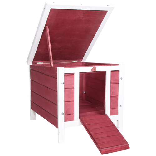 Wooden Rabbit Hutch Bunny Cage Guinea Pig House Pet Habitat Ferret - Red