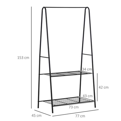 Clothes Rack 2-Tier A Shaped Steel in Black