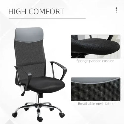 Executive Office Chair High Back Mesh Seat in Black