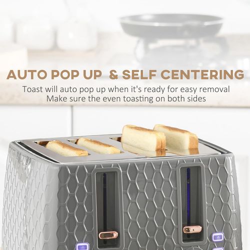 1.7L Kettle and Toaster Set with Defrost, Reheat and Crumb Tray in Grey