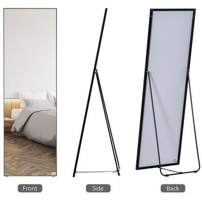 Full Length Mirror Floor Standing Wall-Mounted, Dressing Mirror Black