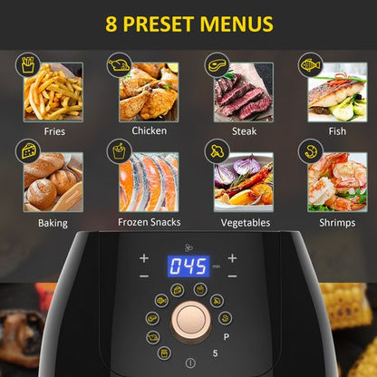 5.5L Air Fryer 1700W with Digital Display Adjustable Temperature