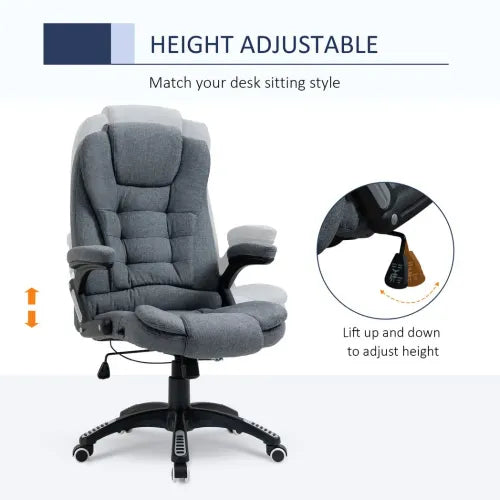 High-Backed Computer Desk Chair with Arms Swivel Wheels in Dark Grey