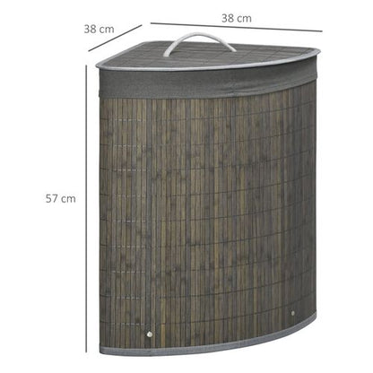 55L Bamboo Corner Laundry Hamper Basket