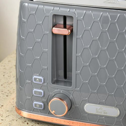 1.7L Kettle and Toaster Set with Defrost, Reheat and Crumb Tray in Grey