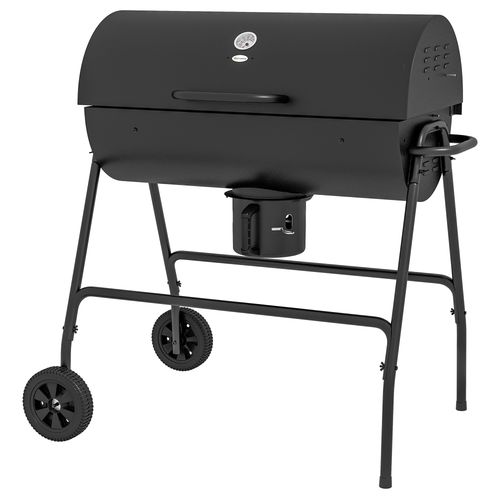 Barrel Charcoal Barbecue BBQ Grill Trolley with Ash Catcher Thermometer