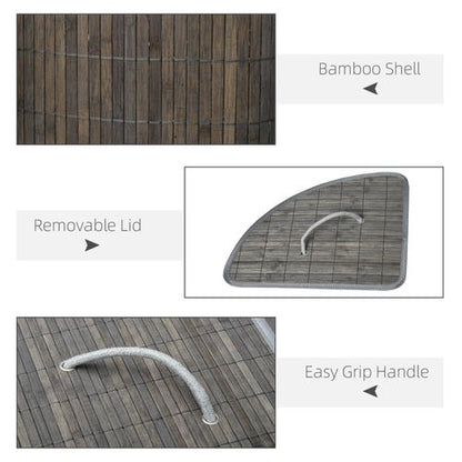 55L Bamboo Corner Laundry Hamper Basket