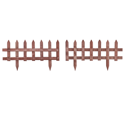 Wooden Plant Border Fence Garden Fixed Picket Brown - Pack of 12