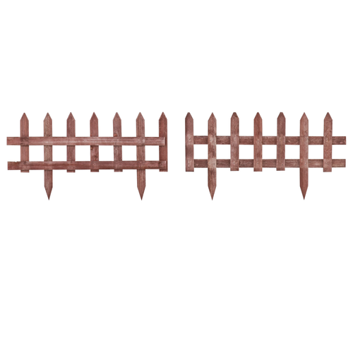 Wooden Plant Border Fence Garden Fixed Picket Brown - Pack of 12