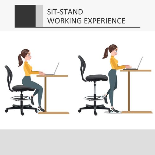 Draughtsman Office Chair with Adjustable Footrest in Black