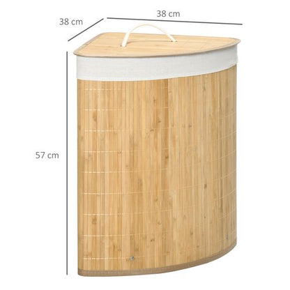 55L Bamboo Corner Laundry Hamper Basket