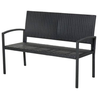 Patio Rattan 2 Seater Garden Bench Love Seater in Black