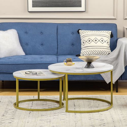 Marble Coffee Table Round Nest of Tables - Set of 2