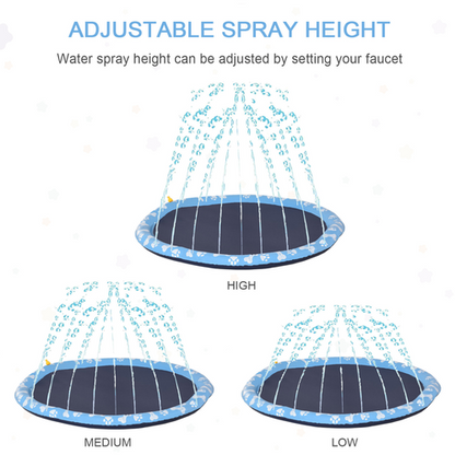 Splash Pad Sprinkler for Pets Dog Bath Pool Non-Slip Outdoor Blue - 170cm