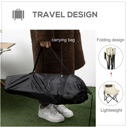 Folding Camping Chair with Carrying Bag and Storage Pocket in White