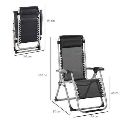 Reclining Zero Gravity Chairs in Dark Grey - Set of 2