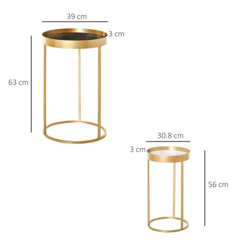 Nesting Coffee Tables Modern Gold End Tables - Set of 2
