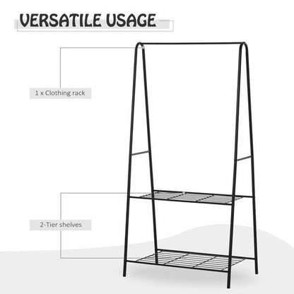 Clothes Rack 2-Tier A Shaped Steel in Black