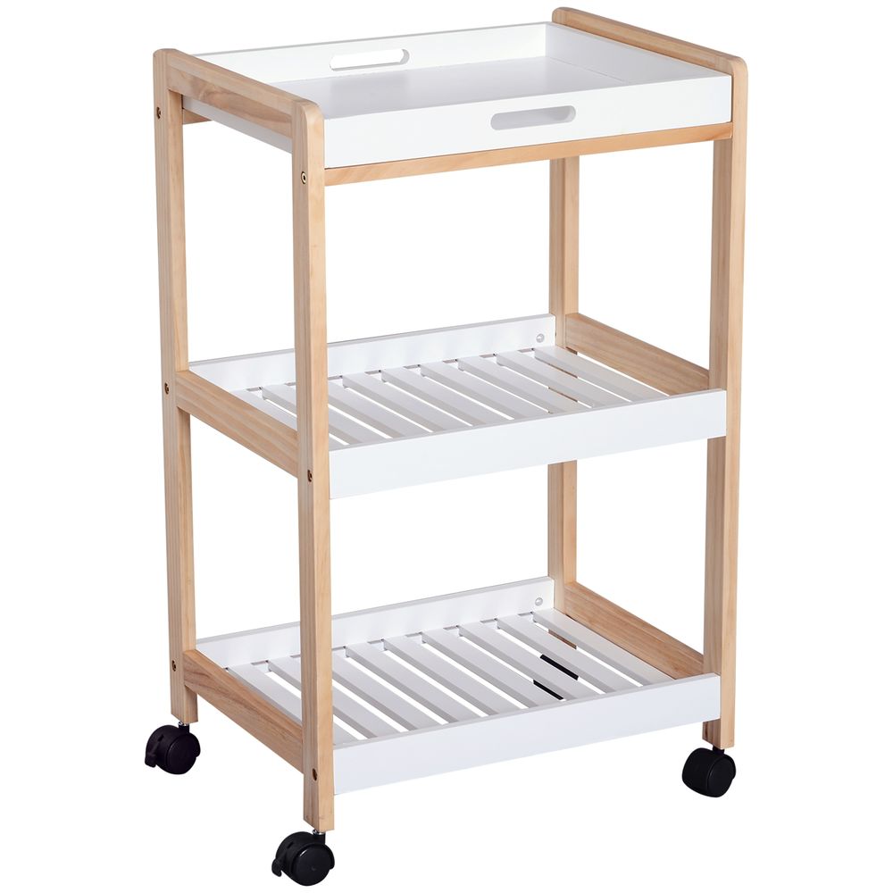 Kitchen Trolley 3 Tier Bamboo/MDF 74.5H cm
